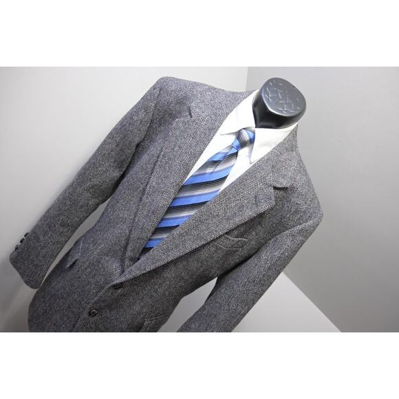 VTG Savile Row Tweed Handwoven Herringbone Wool Blazer Sports Jacket Mens 46 L - Picture 4 of 11